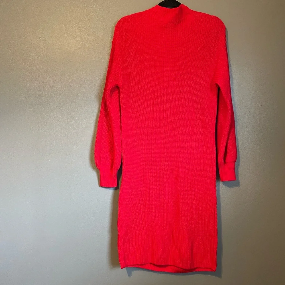 NWT Style & Co Sz Med Women’s Red Knit Long Sleeve Midi Sweater Dress Ret $49!